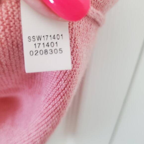 Pure Jill Powder Pink Cotton Wool Blend Ribbed Knit Boxy Casual Long Line Top - Picture 10 of 11